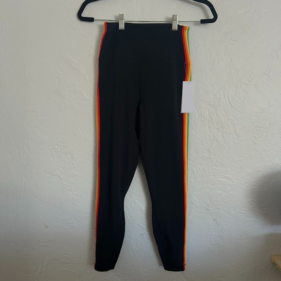 Spiritual Gangster Pants - NWT Spiritual Gangster Sz M Women's Ada Black Rainbow Stripe 7/8 Leggings